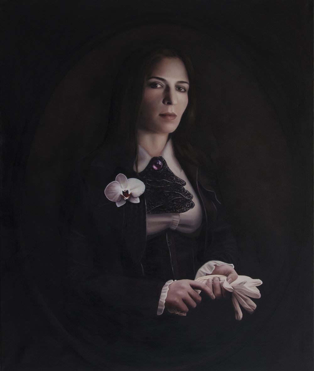 Self Portrait with Orchid, 2013, Tuval üzerine yağlıboya- Oil on canvas, 120x100 cm